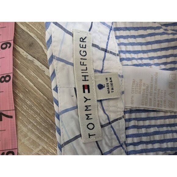 Tommy Hilfiger Skirt Women's Size 29 Blue White Pinstripe Mini 100% Cotton Butto - Picture 5 of 7